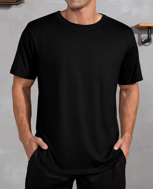 Mens Bamboo Viscose T Shirts Crewneck Undershirt Soft Breathable Lightweight Tee for Daily Wear