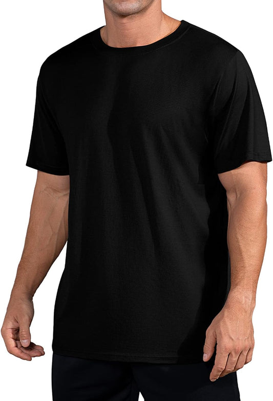 Mens Bamboo Viscose T Shirts Crewneck Undershirt Soft Breathable Lightweight Tee for Daily Wear